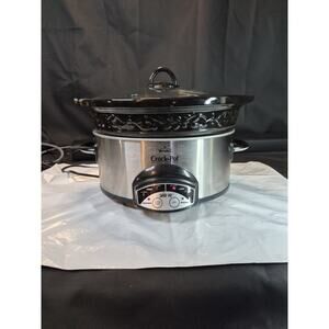 Rival Crock-Pot Decorative Stoneware SCVPE503 5 Qt. Black ,,Clean WORKS Perfect